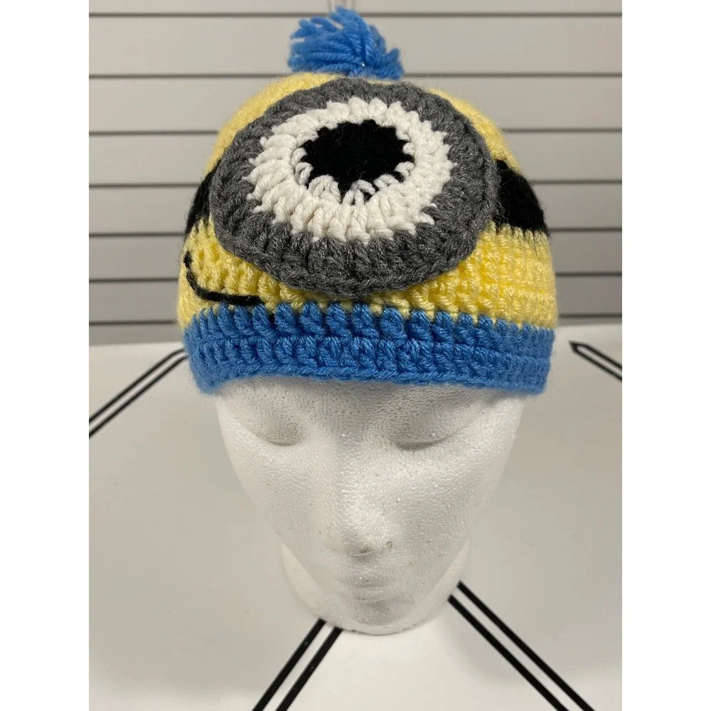 Handmade Minion Crochet Beanie Hat Winter‎ Warm Bobble Hat Kids